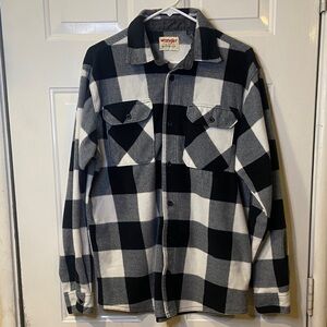 Wrangler Authentics Buffalo Plaid Fleece Lined Flannel Shirt Men M